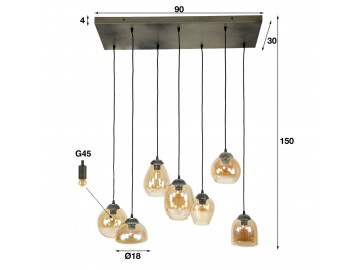 LAMPA WISZĄCA RENNE SZKŁO BURSZTYNOWE