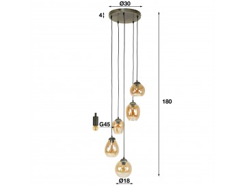 LAMPA WISZĄCA RENNE SZKŁO BURSZTYNOWE II