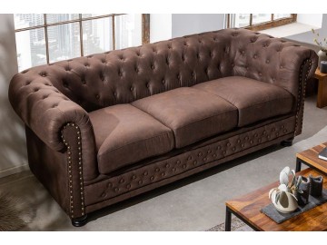 SOFA 3-OSOBOWA CHESTERFIELD BRĄZOWA 210 CM