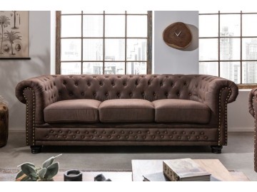 SOFA 3-OSOBOWA CHESTERFIELD BRĄZOWA 210 CM