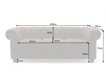 SOFA 3-OSOBOWA CHESTERFIELD BRĄZOWA 210 CM