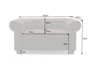 SOFA 2-OSOBOWA CHESTERFIELD BRĄZOWA 150 CM