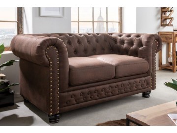 SOFA 2-OSOBOWA CHESTERFIELD BRĄZOWA 150 CM