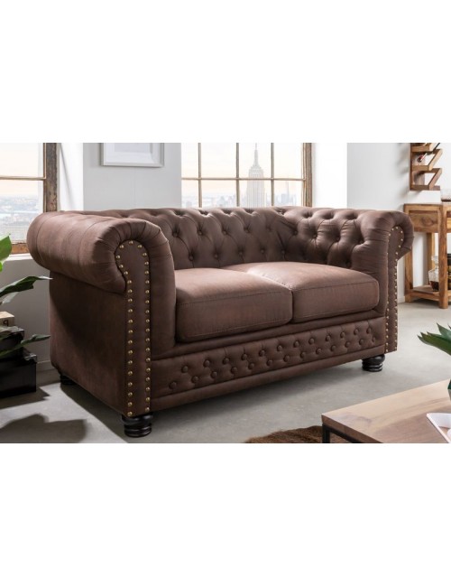 SOFA 2-OSOBOWA CHESTERFIELD BRĄZOWA 150 CM