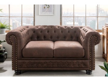 SOFA 2-OSOBOWA CHESTERFIELD BRĄZOWA 150 CM