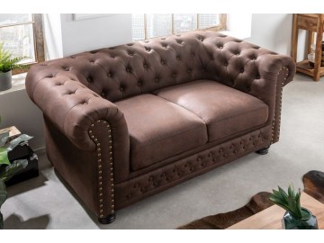 SOFA 2-OSOBOWA CHESTERFIELD BRĄZOWA 150 CM