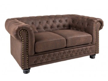 SOFA 2-OSOBOWA CHESTERFIELD BRĄZOWA 150 CM