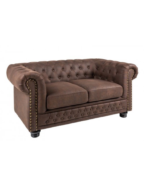 SOFA 2-OSOBOWA CHESTERFIELD BRĄZOWA 150 CM