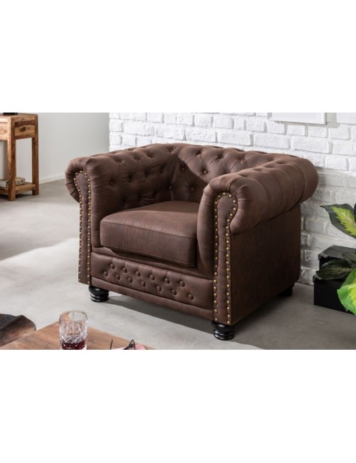 FOTEL CHESTERFIELD BRĄZOWY