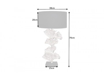 LAMPA STOŁOWA GINGKO 70CM SREBRNA PODSTAWA