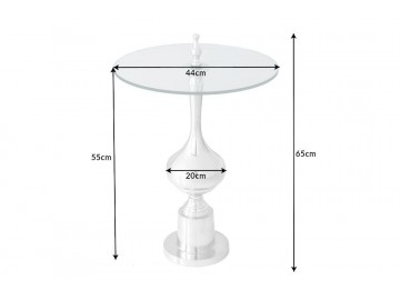 STOLIK BOCZNY ABSTRAKT 65CM SREBRNY