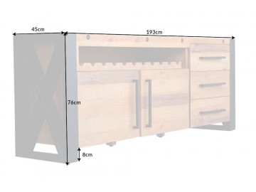 KOMODA THOR 200X45 CM DZIKI DĄB