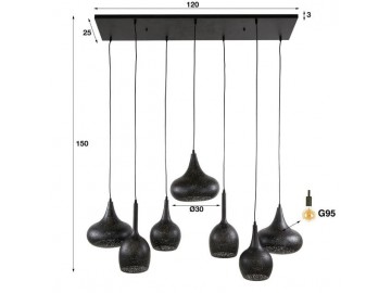 LAMPA WISZĄCA SUNA METALOWA ANTYCZNA CZERŃ