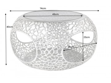 STOLIK KAWOWY LEAF 80 CM SREBRNY