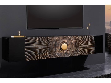 SZAFKA RTV GOLDEN SUNSET 160X33 CM MANGO CZARNA