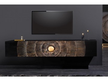 SZAFKA RTV GOLDEN SUNSET 160X33 CM MANGO CZARNA