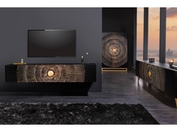 SZAFKA RTV GOLDEN SUNSET 160X33 CM MANGO CZARNA