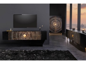 SZAFKA RTV GOLDEN SUNSET 180X40 CM MANGO CZARNA