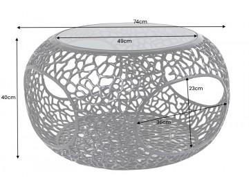 STOLIK KAWOWY LEAF 80 CM SREBRNY