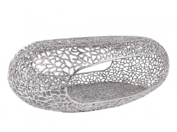 STOLIK KAWOWY LEAF 119x66 CM SREBRNY