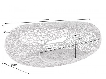 STOLIK KAWOWY LEAF 119x66 CM SREBRNY