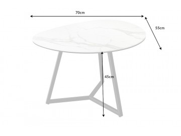 STOLIK KAWOWY MARVELOUS 90X75 CM CERAMIKA BIAŁY