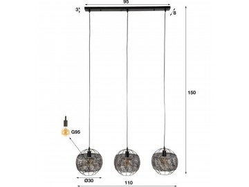 LAMPA WISZĄCA ASTER III METALOWA CZARNOBRĄZOWA