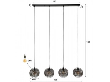 LAMPA WISZĄCA ASTER II METALOWA CZARNOBRĄZOWA