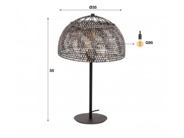 LAMPA STOŁOWA ASTER 35 CM METALOWA CZARNOBRĄZOWA