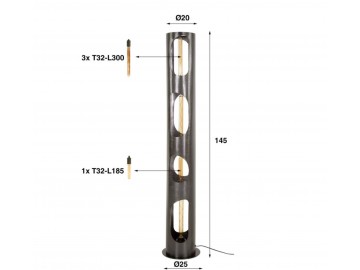 LAMPA PODŁOGOWA LEE 212 CM METALOWA NIKIEL CZARNY