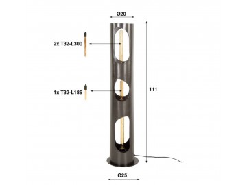 LAMPA PODŁOGOWA LEE 111 CM METALOWA NIKIEL CZARNY