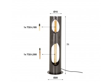 LAMPA STOŁOWA LEE 71 CM METALOWA NIKIEL CZARNY