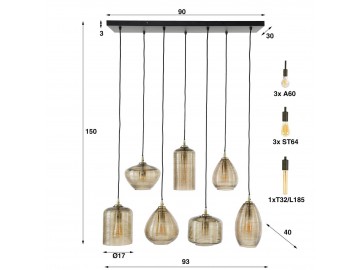 LAMPA WISZĄCA MERA SZKLANA DYMIONA CZERŃ