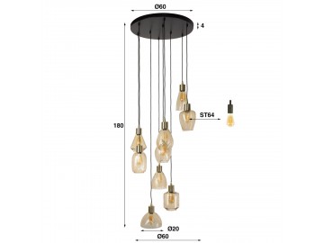 LAMPA WISZĄCA SIDE SZKŁO BURSZTYNOWE