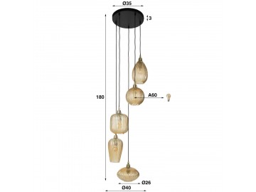 LAMPA WISZĄCA ANGELA SZKLANA BURSZTYNOWA