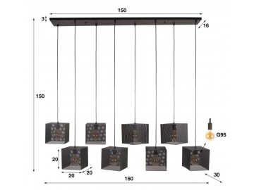 LAMPA WISZĄCA JENNA METALOWA CZARNA