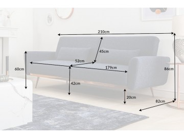 SOFA ROZKŁADANA BELLEZZA NIEBIESKA 208 CM