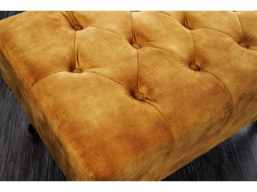 PUF CHESTERFIELD 80X45 CM WELUR MUSZTARDOWY