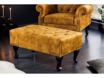 PUF CHESTERFIELD 80X45 CM WELUR MUSZTARDOWY