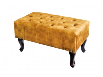 PUF CHESTERFIELD 80X45 CM WELUR MUSZTARDOWY