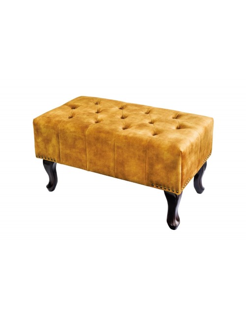 PUF CHESTERFIELD 80X45 CM WELUR MUSZTARDOWY