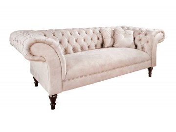 SOFA PARIS CHESTERFIELD 225X98 CM WELUR BEŻOWA