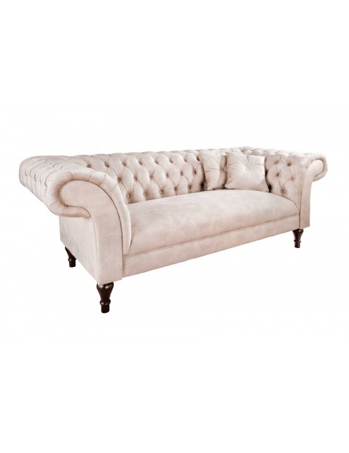 SOFA PARIS CHESTERFIELD 225X98 CM WELUR BEŻOWA