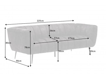 SOFA NOBLESSE 225X90CM WELUR BEŻOWY