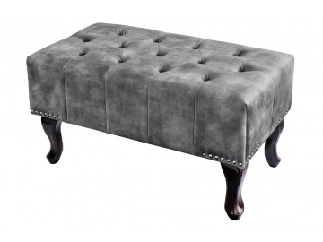 PUF CHESTERFIELD 80X45 CM WELUR ANTRACYTOWY