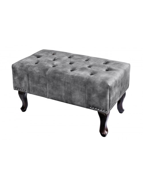 PUF CHESTERFIELD 80X45 CM WELUR ANTRACYTOWY