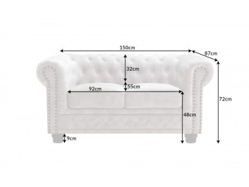 SOFA CHESTERFIELD 2-OSOBOWA WELUR BEŻOWY