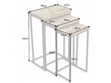 ZESTAW STOLIKÓW INDUSTRIAL MANGO - 3 SZT.