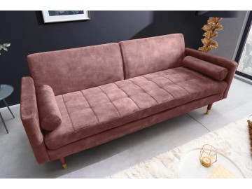 SOFA ROZKŁADANA COUTURE 196 CM WELUR RÓŻOWY