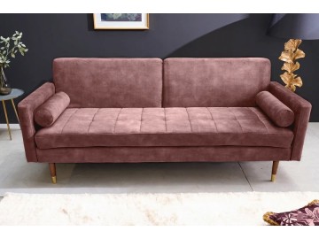 SOFA ROZKŁADANA COUTURE 196 CM WELUR RÓŻOWY